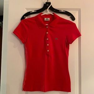 Excellent condition Lacoste golf shirt, red-pink, brand new